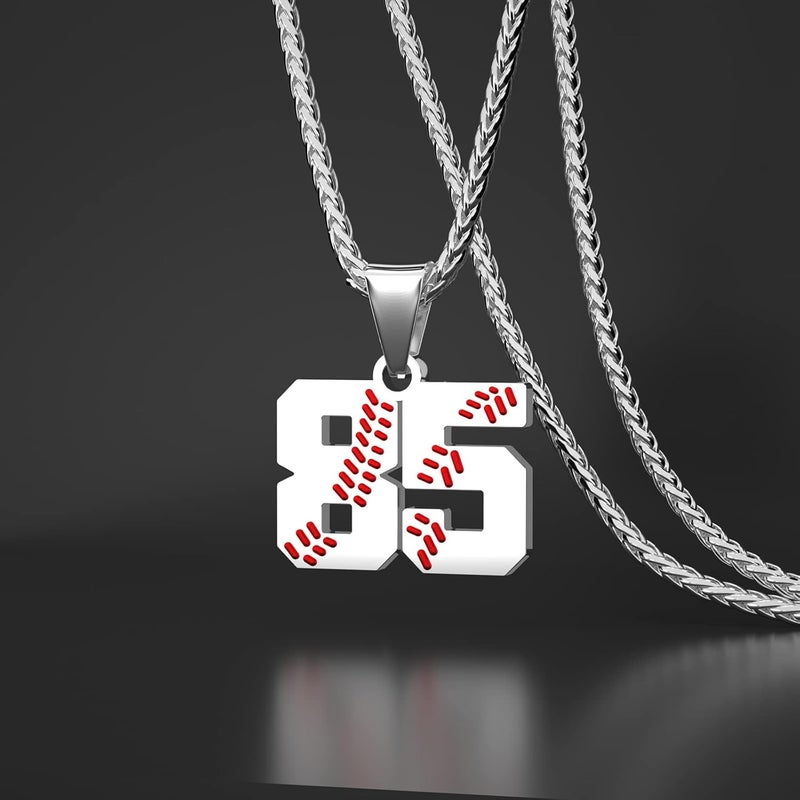 Wikavanli Personalized Baseball Jersey Number 00-99 Necklace - Stainless Steel Baseball Chain Pendant Necklace - Team Jewelry Gift for Boys, Girls, Men, Women - Image 2
